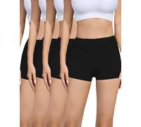 Boxer da donna in puro cotone, leggings e pantaloncini di sicurezza; traspiranti, sicuri, confortevoli e sani; confezione da 4., Nero , L