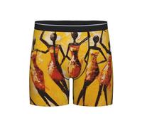 Boxer da uomo a gamba lunga da uomo afro-americani Trunks Trunks Boxer Tradizionali per gli uomini Comfort Biancheria intima Mutande, Nero , S