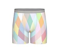 Boxer da uomo a gamba lunga da uomo con arte geometrica colorata traspirante stretch boxer arcobaleno slip per uomo biancheria intima comoda mutande, Grigio, L