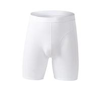 Boxer da uomo a gamba lunga morbidi e confortevoli, pantaloncini intimi senza etichetta in vita stretch fit atletica palestra corsa pugili Activewear, bianco, 3XL
