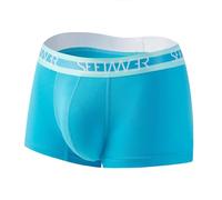 Boxer da uomo, a quattro tasche, leggero, traspirante, morbido, comodo, per tutti i giorni, Celeste., M