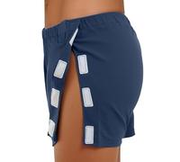 Boxer da uomo apribile lateralmente, biancheria intima rimovibile per gli uomini dopo le operazioni, tinta unita cotone slip per anziani, facile da indossare e da togliere, Blu, L