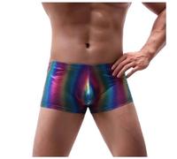 Boxer da uomo, biancheria intima, morbido, comodo, maschile, sexy, colorato, lucido, sexy, a vita bassa, boxer traspiranti, mutande da uomo, Lilla, XL