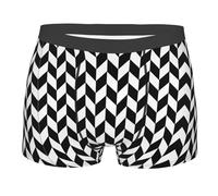 Boxer da Uomo Black White Lattice Print Mutandine da Uomo Flessibile Boxers Slip per Uomos Traspirante Boxers Uomos Mutande per Boy Marito Fidanzato S