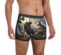 Boxer da uomo, boxer da uomo con dinosauro Forest Park, traspirante, con cintura flessibile, Nero, M