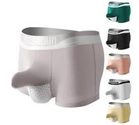 Boxer da uomo, boxer da uomo con rigonfiamento, boxer classici elasticizzati con tasca lunga a U, comodi elastici in vita, mutande in microfibra traspirante, con doppia tasca, Nero , L