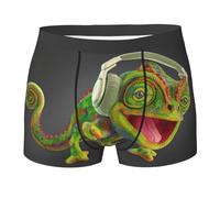 Boxer da uomo Chameleon Ascolta Musica Stampa Biancheria Intima,Biancheria intima Ultra Comfortsoft Uomo,Mutande elastiche traspiranti, Nero , L Plus