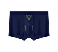 Boxer da uomo che cambiano colore in rete traspirante, supporto ergonomico, gamba lunga, stile nero, blu, grigio (blu, L)