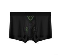 Boxer da uomo che cambiano colore in rete traspirante, supporto ergonomico, gamba lunga, stile nero, blu, grigio (nero, L)