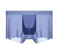 Boxer da uomo classici in seta di ghiaccio morbida e traspirante con pochette (L blu)