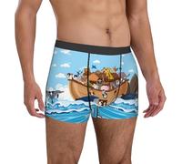 Boxer da uomo con animali sull'arca di Noè, traspirante, con elastico in vita flessibile, Nero, M