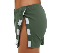 Boxer da uomo con apertura laterale - Biancheria intima staccabile per uomini dopo un intervento chirurgico - Slip in cotone tinta unita per anziani - Facile da indossare e togliere, verde scuro, M