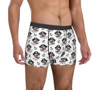Boxer da uomo con cucciolo di pirata traspirante, con cintura flessibile, Nero, XXL