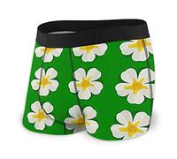 Boxer da Uomo con Fiori di Frangipani Bianchi Fly Front con Intimo
