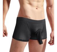 Boxer da uomo con naso di elefante con sacchetto per palle a vita bassa comfort elefante tronco sospensorio lingerie rigonfiamento maschio con cintura seta ghiaccio boyshort velato morbido