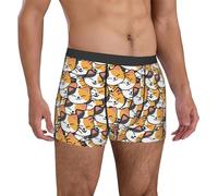Boxer da uomo, con simpatico volto di gatto sorridente, traspirante, con cintura flessibile, Nero, L