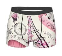 Boxer da uomo con stampa della Torre di Parigi e una bicicletta, leggeri, comodi, per ogni occasione, Nero , L
