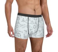 Boxer da uomo con stampa equazione matematica, traspirante, con cintura flessibile, Nero, L