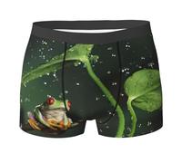 Boxer da uomo con stampa ranocchia dell'albero della pace,Biancheria intima ultra Comfortsoft da uomo,Mutande elastiche traspiranti, Nero , XXL Plus