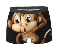 Boxer da uomo con stampa scimmia carina,Biancheria intima ultra Comfortsoft da uomo,Mutande elastiche traspiranti, Nero , L Plus