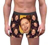 Boxer da uomo Cotton Custom for Men Personized Funny Photo Customized Underwear Briefs for Husband Biancheria intima lunga da uomo, grigio scuro, L