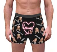 Boxer da uomo Cotton Custom for Men Personized Funny Photo Customized Underwear Briefs for Husband Biancheria intima lunga da uomo, grigio., L