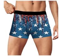 Boxer da uomo estivi 3D Digital Independence Day stampa con fibbia tascabile, slip da uomo, in cotone, pantaloncini estivi da uomo, blu cielo, M