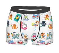 Boxer da Uomo Hello Summer Cat Print Mutandine da Uomo Elasticizzate Boxers Slip per Uomos Confortevole Boxers Uomos Mutande per Boy Regalo Marito S