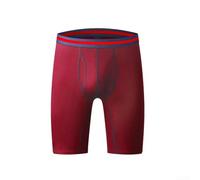 Boxer da uomo in cotone, a vita media, a gamba lunga, con tasca con apertura sulla mosca, morbidi e traspiranti, per uso quotidiano e sport, nero, taglia L (2XL vino rosso)