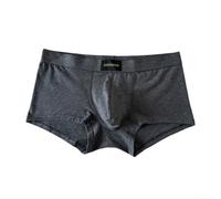 Boxer da uomo in cotone, a vita media, con tasca convessa, traspirante, morbido, da indossare tutti i giorni, grigio, M-2XL (grigio scuro, L)