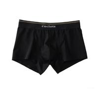 Boxer da uomo in cotone, a vita media, traspirante, aderente, con elastico a U per il comfort quotidiano (M, nero)
