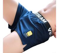 Boxer da uomo in cotone, morbidi, vestibilità ampia, da indossare in casa, traspiranti, per il comfort quotidiano (2XL blu)