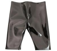Boxer da uomo in lattice a gamba lunga, aderente, liscio, esotico, biancheria intima, per club, discoteca, feste, uso quotidiano, nero tinta unita, S-3XL (3XL nero)