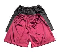 Boxer da uomo in raso, nero e rosso., XXL