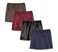 Boxer da uomo in raso, pantaloncini da notte in seta, con mosca, Multi2-4 Pacchetto, XL