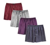 Boxer da uomo in raso, pantaloncini da notte in seta, con mosca, Multi3-4 Pacchetto, XL