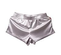 Boxer da uomo in raso setoso, biancheria intima per dormire, con spacco laterale, sexy, con elastico in vita