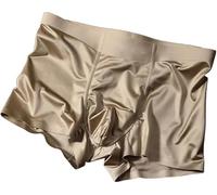 Boxer da uomo in seta di gelso in seta di gelso antimicrobico da uomo, boxer traspiranti e freschi, pantaloncini da sonno traspiranti, Grigio, L