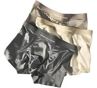 Boxer da uomo in seta di ghiaccio di seta di gelso da uomo, di lusso traspirante, traspirante e fresco e asciutto, comfort senza cuciture, Set A., L