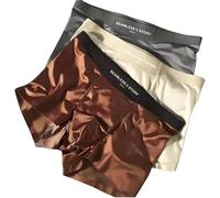 Boxer da uomo in seta di ghiaccio di seta di gelso da uomo, di lusso traspirante, traspirante e fresco e asciutto, comfort senza cuciture, Set B., L