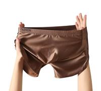 Boxer da uomo in seta di ghiaccio senza cuciture, con sacchetto convesso a U e texture liscia simile al raso, ideale per uno stile di vita attivo in diverse taglie dalla L alla 4XL (2XL marrone)