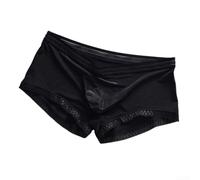 Boxer da uomo in seta di ghiaccio, sottili e trasparenti, con tasca per rigonfiamento 3D, biancheria intima traspirante senza cuciture, per sport e sonno, taglia L, disponibile in bianco, nero, giallo