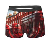Boxer da Uomo Intimo Stampa di Strada Rossa di Londra Confortevoli Pantaloncini Morbido Mutande Uomo Boxer per Ciclismo Camminare Sport L