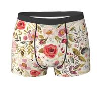 Boxer da Uomo Intimo Stampa Floreale di Rose Rustiche Resistente Mutande Uomo Boxer Confortevoli Intimo Maschile per attività Commerciale Sport Corsa L
