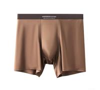 Boxer da uomo lucidi, senza cuciture, a gamba lunga, traspiranti, larghi, per la casa, L-4XL (marrone, L)