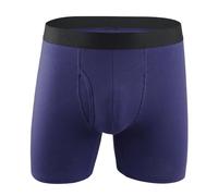 Boxer da uomo, lungo, sportivo, traspirante, comodo, da uomo, retrò, elastico, comodo, per ufficio, vita quotidiana, jogging, lavoro, sonno, Blu, L