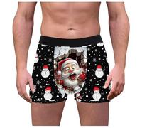 Boxer da uomo nero, intimo natalizio, elastico in vita, traspiranti, retrò, alla moda, con stampa a pupazzo di neve, biancheria intima da uomo per tutti i giorni, c, XL