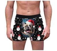 Boxer da uomo nero, intimo natalizio, elastico in vita, traspiranti, retrò, alla moda, con stampa a pupazzo di neve, biancheria intima da uomo per tutti i giorni, a, XXL