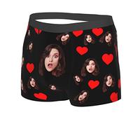 Boxer da Uomo Personalizzati con Faccia Buffa Mutande Shorts Intimo Personalizzato Love Heart con Foto Viso novità Slip Moglie Fidanzato Faccia Pantaloni Piatti San Valentino Regalo per Uomo
