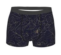 Boxer da uomo rame-oro lucido contorno peonia mutande per uomo traspirante boxer da uomo slip hipster pantaloni da uomo biancheria intima, Come nella foto, L
